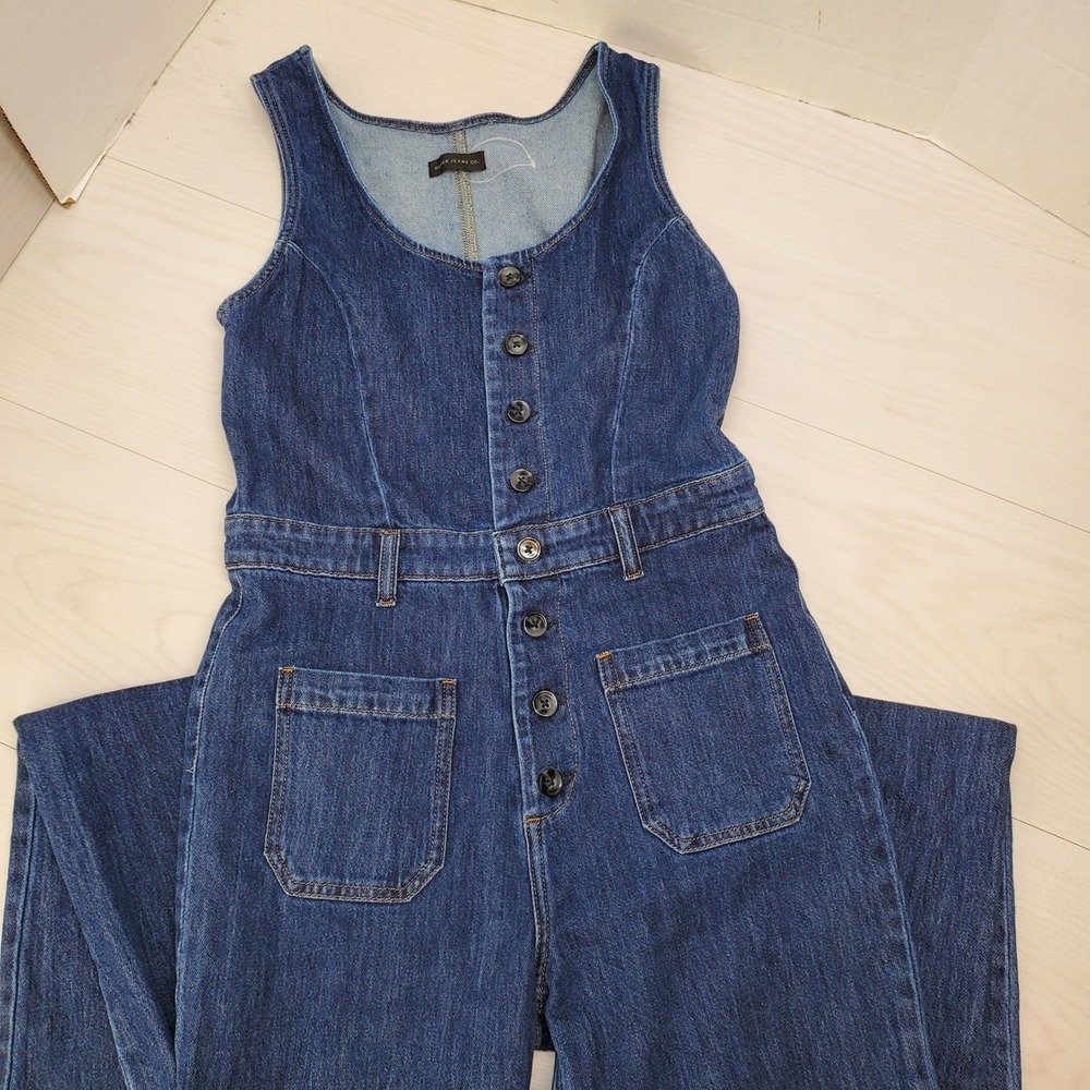 Silver Jeans Co Womens Wide Leg Denim Jumpsuit Blue Button Front Size 6‎ New